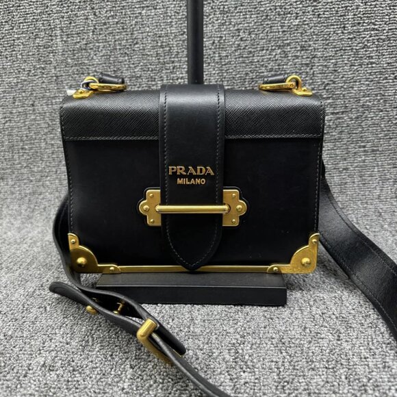 Prada Cahier Black Leather Shoulder Bag 835-031125 - Picture 2 of 16